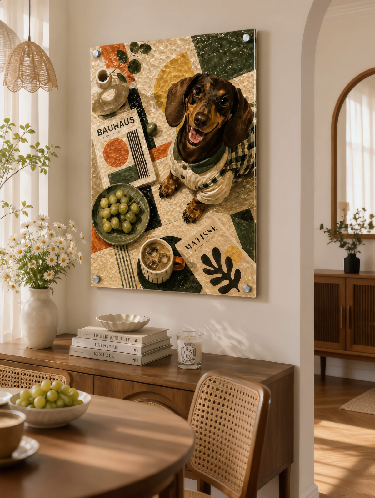 Custom vintage oil painting pet portrait of a dachshund by Pawtraits & Tales