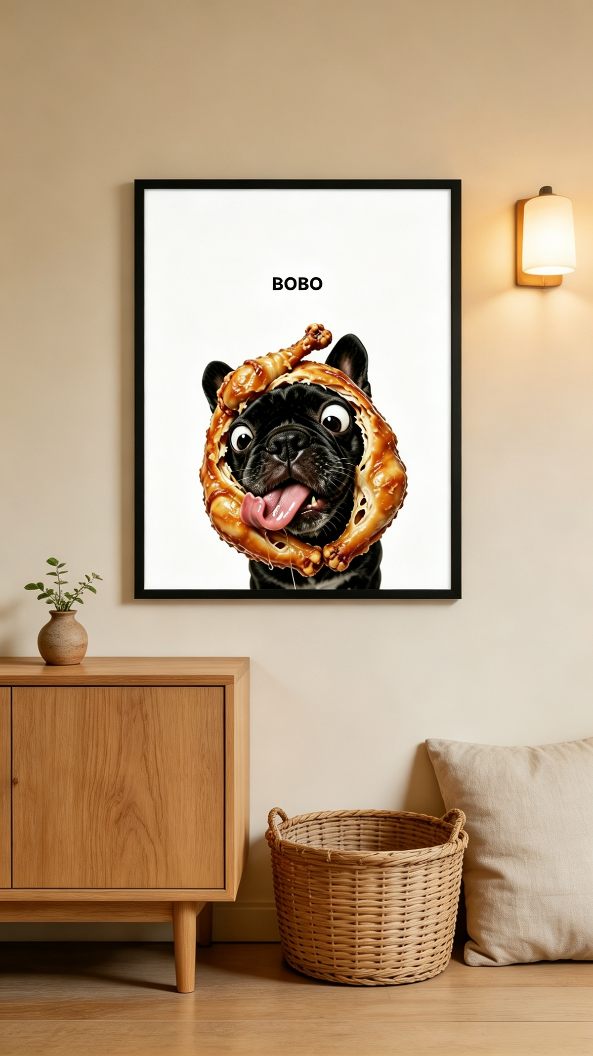 Custom Funny Foodie Pet Portrait – Personalized Name Art