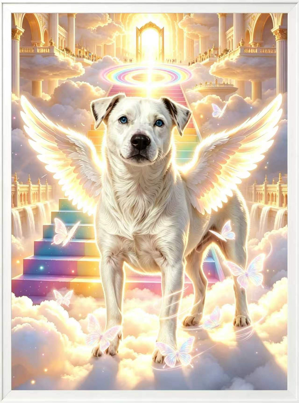 Forever Watching Over You – Custom Angel Dog Memorial Portrait